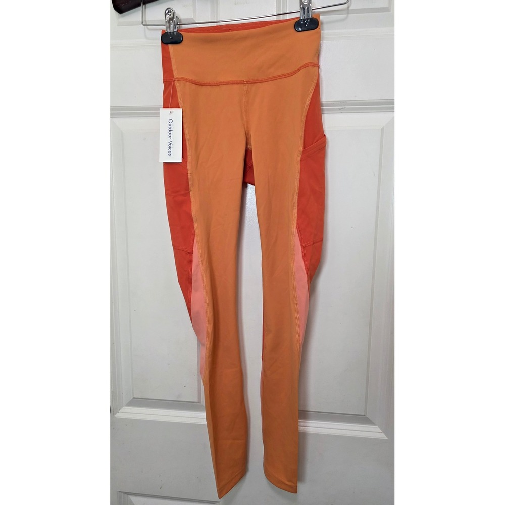 NEWβ Outdoor Voices TechSweat Leggings Womens XXS Orange Colorblock High Rise